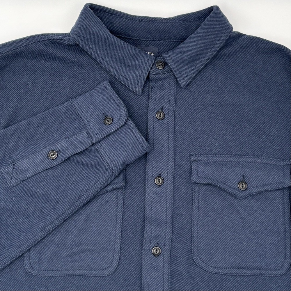 J.Crew Men Large NWT Knit Twill Shirt Jacket Blue Twill Shacket MSRP $120 CA914
